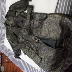 Trench metallic silver and black coat